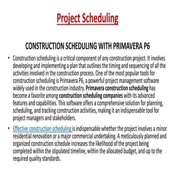 Project Scheduling 