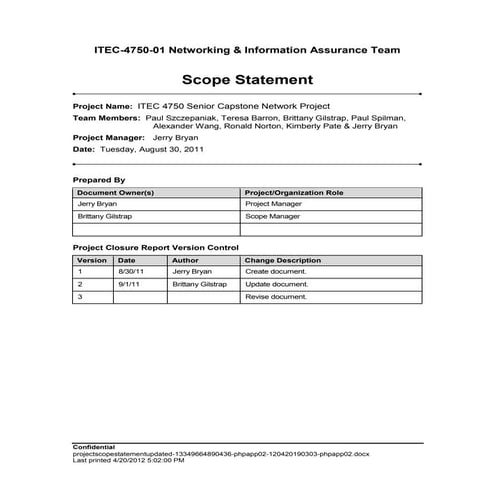 Project Scope Statement