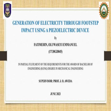 Presentation on Generating Electricity from Piezoelectric Devices
