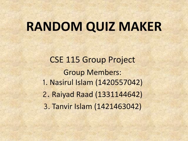 Random Quiz Maker in C Language Project Slide