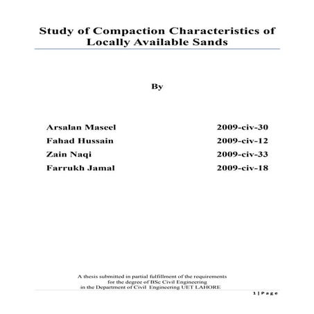 Civil Engineering Project (Soil Condition of Lahore)