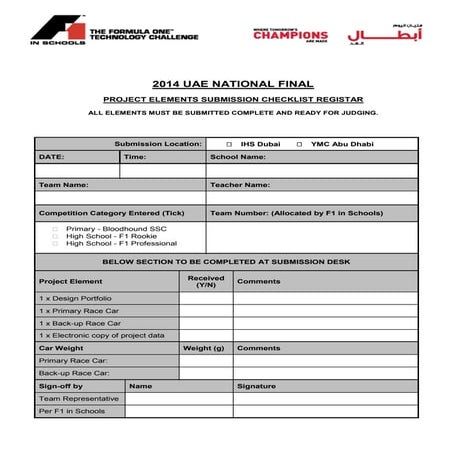 Project submission checklist uae14