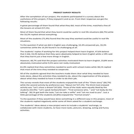 Project survey results