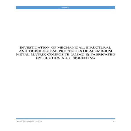 Project report on ammc's fabricated by friction stir process