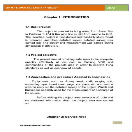 water supply Project theory