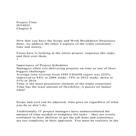 Project TimeIST4055Chapter 6Now that you have the Sc.docx