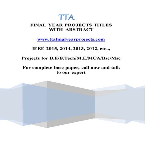 Final Year IEEE Project Titles 2015
