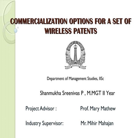 Commercialization Options for a set of Wireless Patents