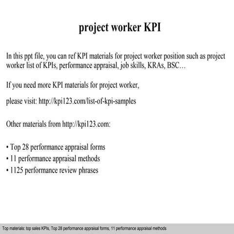 Project worker kpi