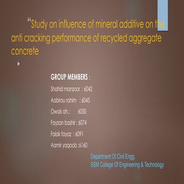 Use of Recycled concrete as aggregates in PCC
