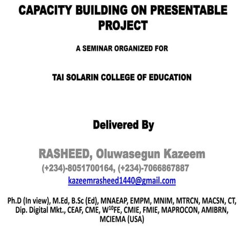 PROJECT WRITING SEMINAR for researcherss