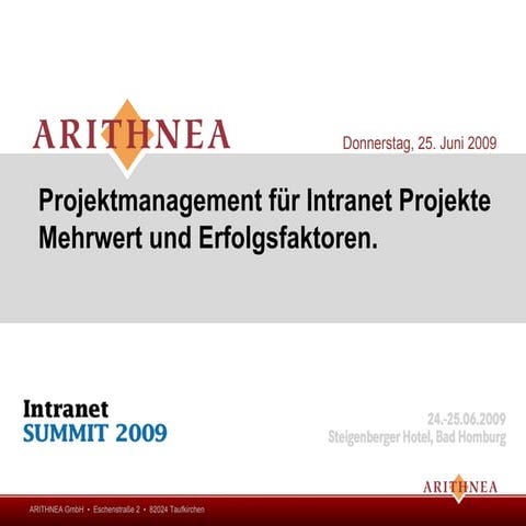 Projektmanagement für Intranet Projekte. Mehrwert und Erfolgsfaktoren.