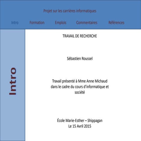 Projet carrières en informatique