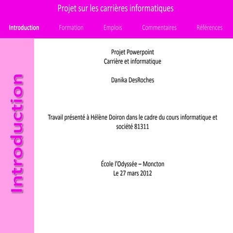 Projet de carrière   i.s