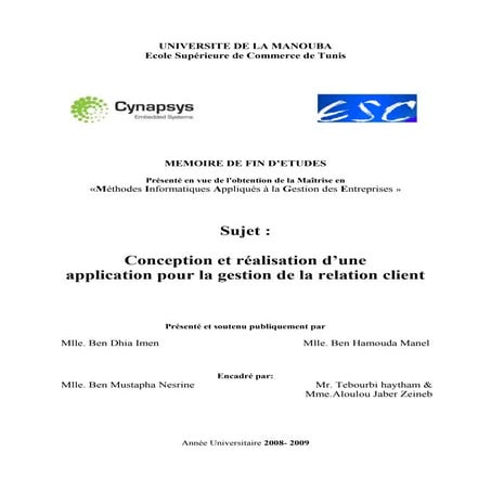 Projet de fin d'etude gestion informatique