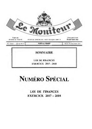 Loi de finances d'Haiti: Exercice 2017 - 2018