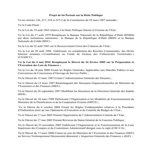 Projet de loi portant sur la dette publique | PDF