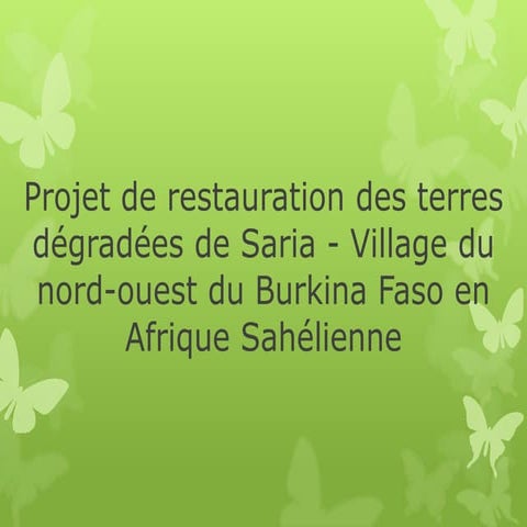 Projet de restauration des terres degradees Saria