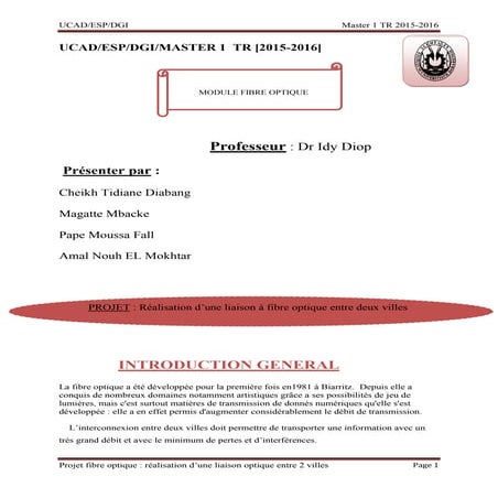 Projet fibre optique master 1 télécom & réseaux