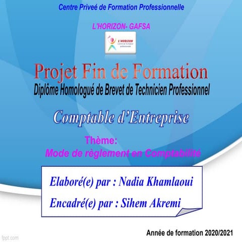 Projet Fin de Formation Projet Fin de Formation | PPT