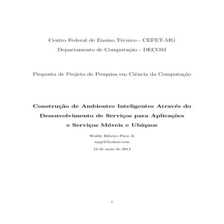Proposta de Projeto de Pesquisa - CEFET - 2014