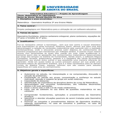 Projeto de aprendizagem