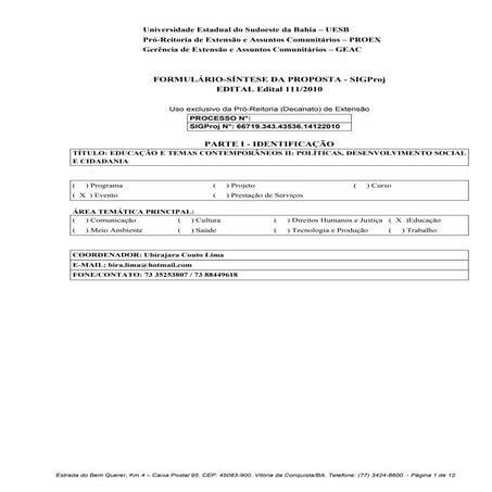 Projeto de extensão - Evento Educação e Temas Contemporâneos II