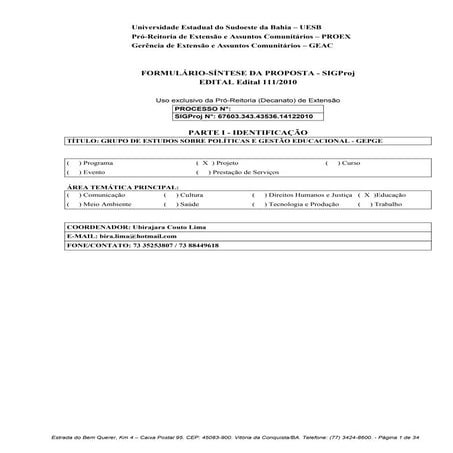 Projeto de Extensão - GEPGE