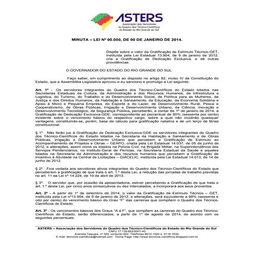 Projeto salarial e justificativa - ASTERS 2014