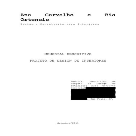 Memorial Descritivo - Conjunto Comercial | DOCX