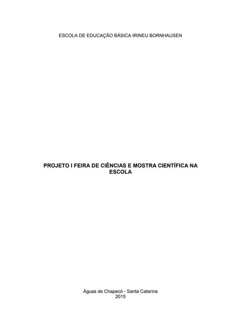 Projeto feira de ciências pdf correto