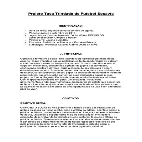 Projeto futebol soçayte molde