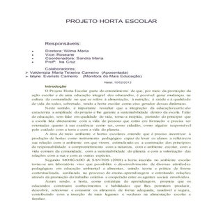 Projeto horta escolar