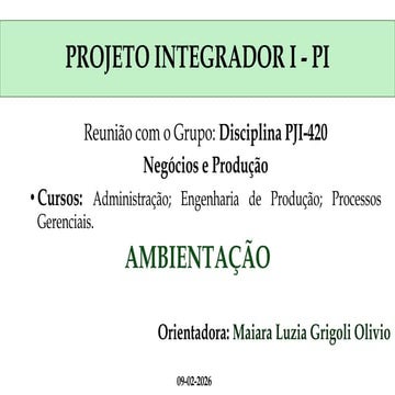 PROJETO INTEGRADOR I- PI - AMBIENTAÇÃO - UNIVESP | PDF