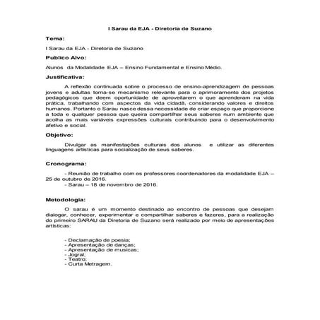 Projeto I sarau da eja