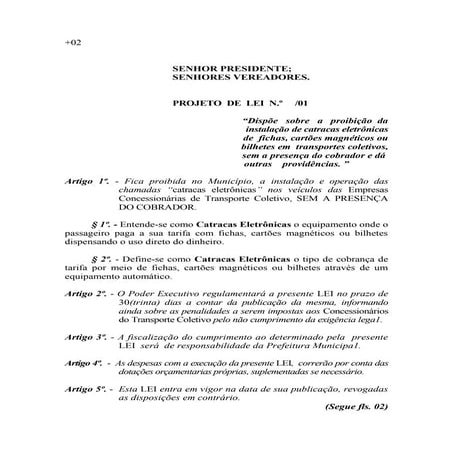 Vereador Rezende - Projeto Lei 01