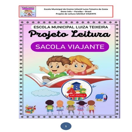 PROJETO DE LEITURA SACOLA VIAJANTE - EDUCAÇÃO INFANTIL | PDF