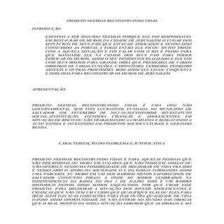 Projeto neemias reconstruindo vidas