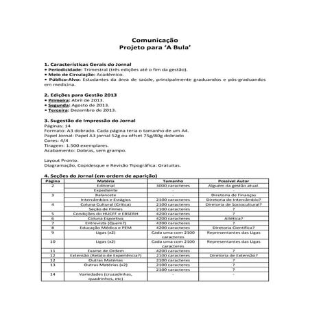 Projeto para a bula | PDF