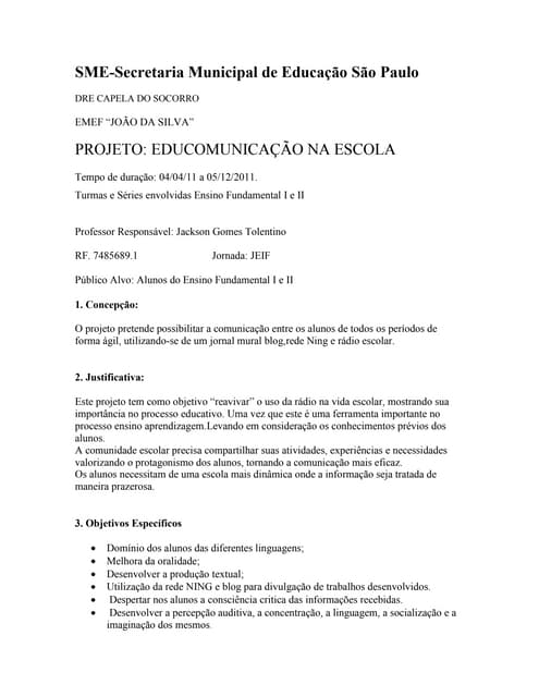 Projeto radio escolar 