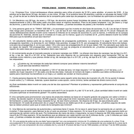 problemas de programacion lineal | DOC