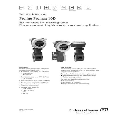 Electromagnetic flowmeter - Proline promag 10D