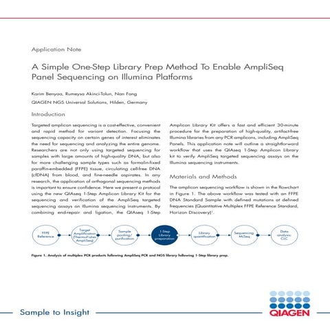 Application Note: A Simple One-Step Library Prep Method To Enable AmpliSeq Pa...