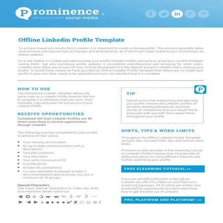Prominence Offline LinkedIn Profile Template | PDF