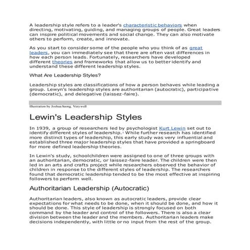 Prominent leadership styles | DOCX