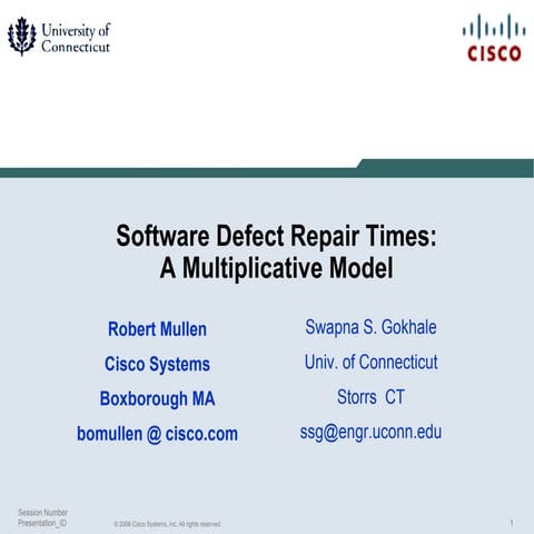 Software Defect Repair Times: A Multiplicative Model