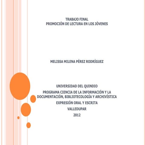 Promoción de lectura en los jóvenes