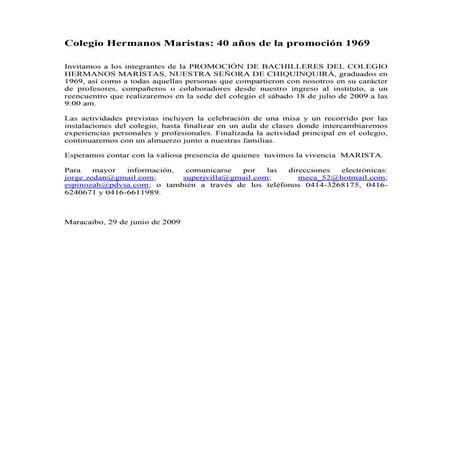 Promocion De Bachilleres del Colegio Los Maristas 1969