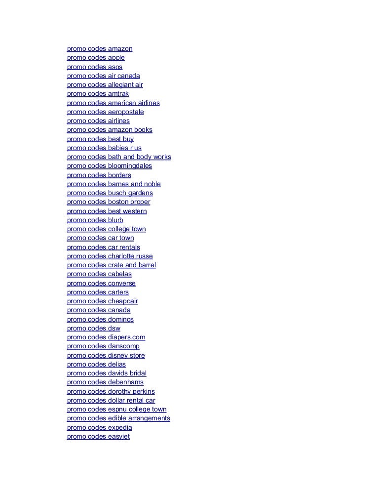 Promo codes Promo codes