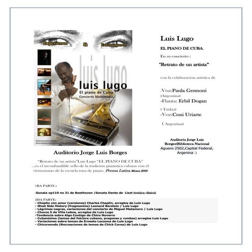 Promo de retrato de un artista  auditorio borges